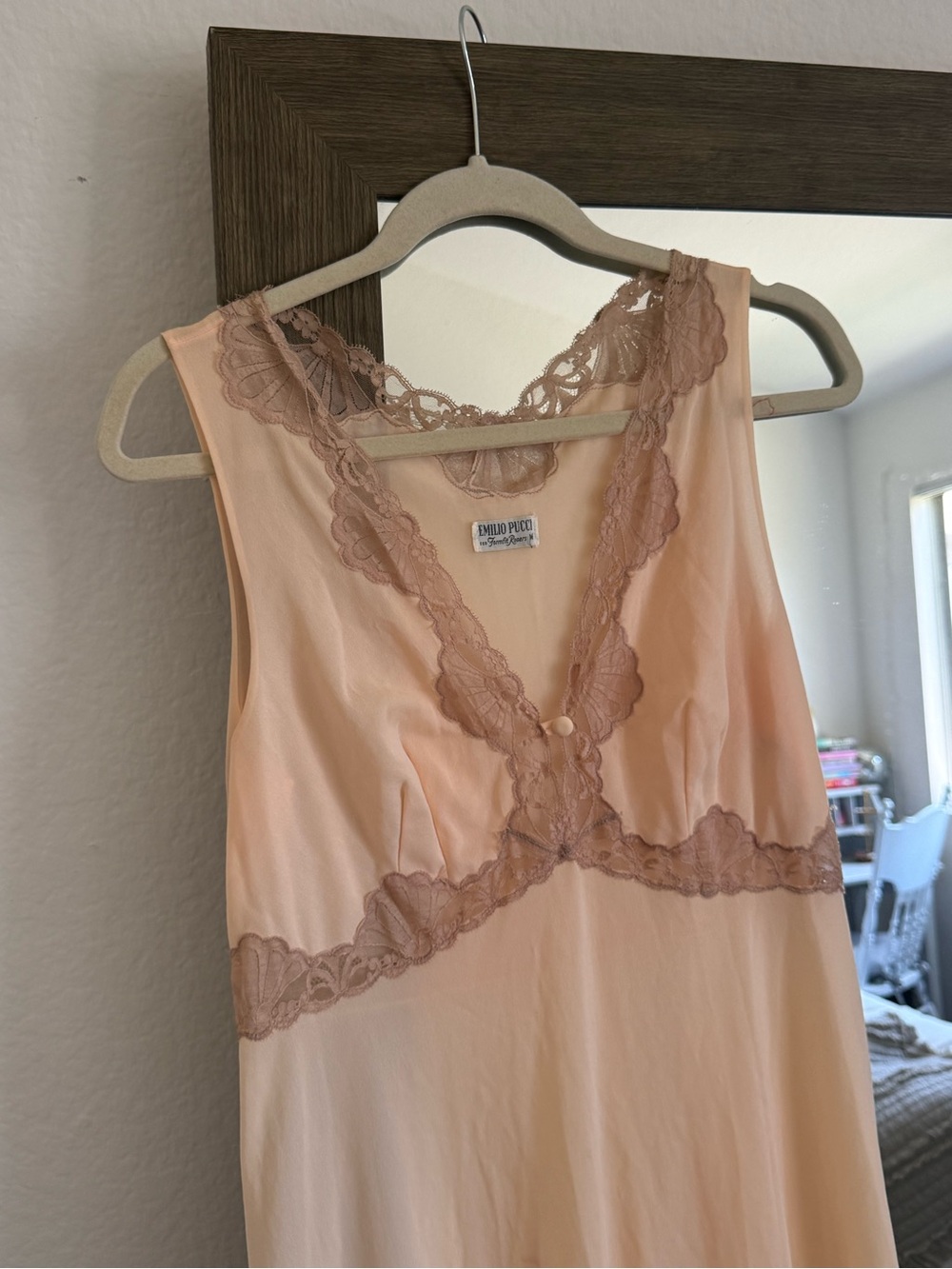 Emilio Pucci Peach Lace-Trim Chemise
